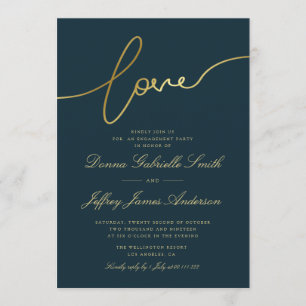 elegant gold script engagement party invitation