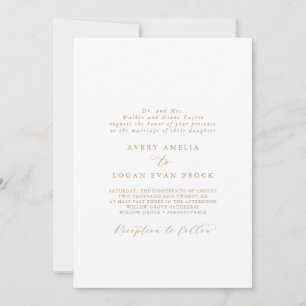 Elegant Gold Script Formal Brides Parents Wedding Invitation