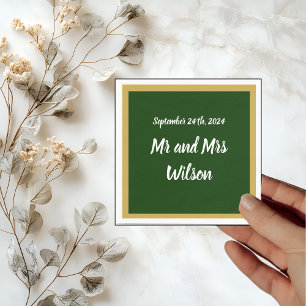 Elegant Gold Script Frame on Gold Cocktail napkin