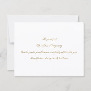 Elegant Gold Script Funeral Acknowledgement Thank You Card