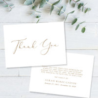 Elegant Gold Script Funeral Memorial White