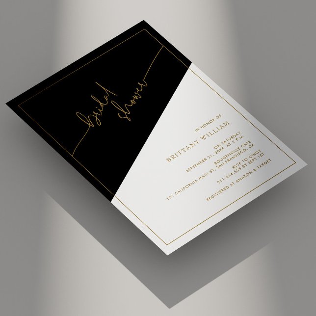 Elegant Gold Script Geometric Bridal Shower Invitation (Personalized Elegant Gold Script Geometric Bridal Shower Invitation)