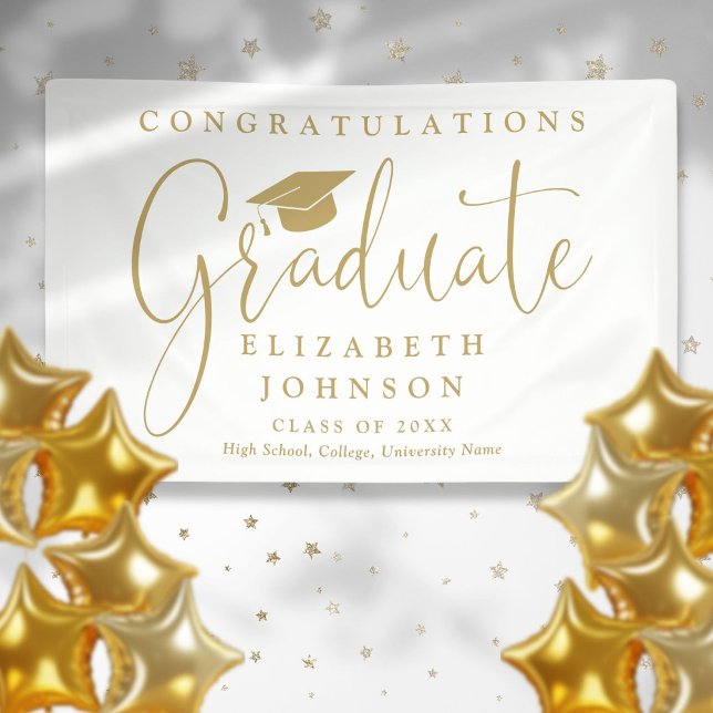 Elegant Gold Script Graduation Party Banner (Elegant Gold Script Graduation Party Banner)