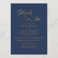 Elegant Gold Script Happily Ever After on Navy