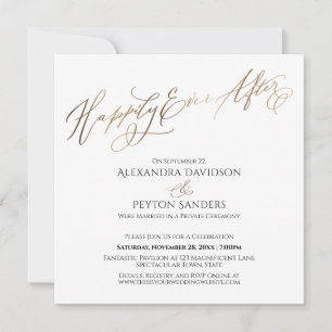 Elegant Gold Script Happily Ever After Reception Invitation