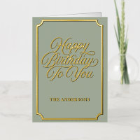 Elegant Gold Script Happy Birthday Family