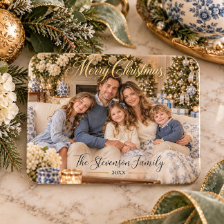 Elegant Gold Script Happy Holidays Personalized Magnet