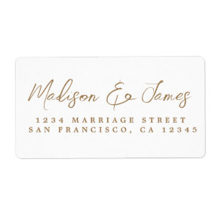 Elegant Gold Script Large Wedding Return Address