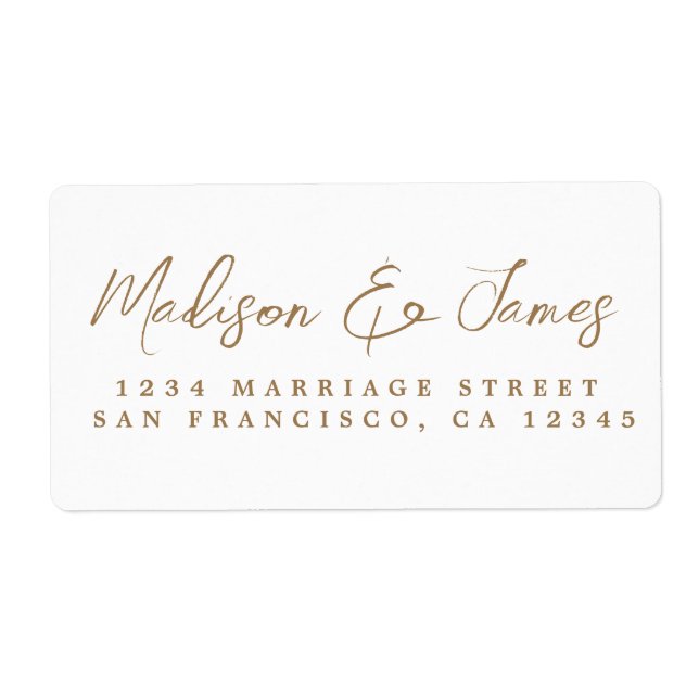 Elegant Gold Script Large Wedding Return Address (Front)