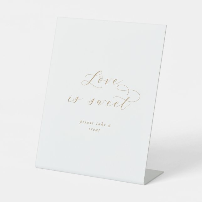 Elegant Gold Script Love Is Sweet Wedding Sign (Front)
