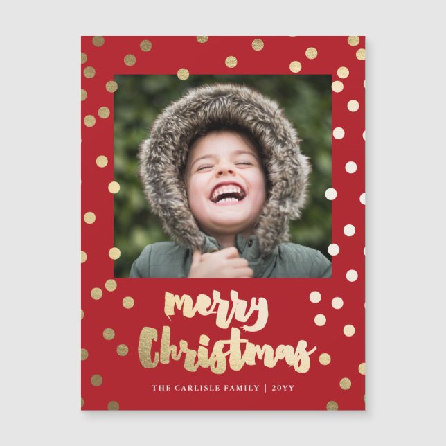 Elegant Gold Script Merry Christmas  Holiday Card (Front)