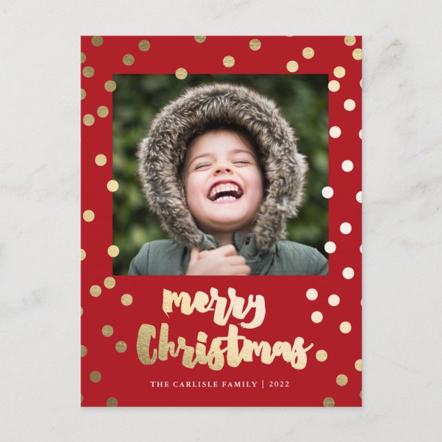 Elegant Gold Script Merry Christmas Holiday Postcard (Front)
