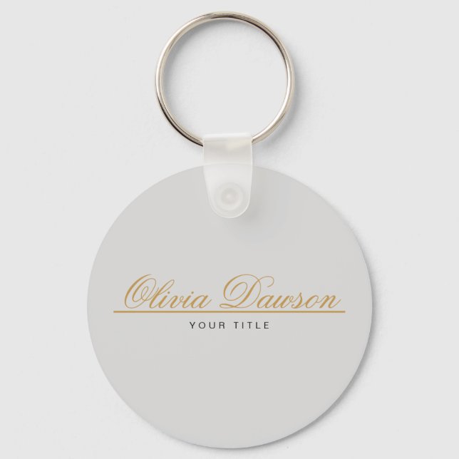 Elegant Gold Script Minimalist Keychain (Front)