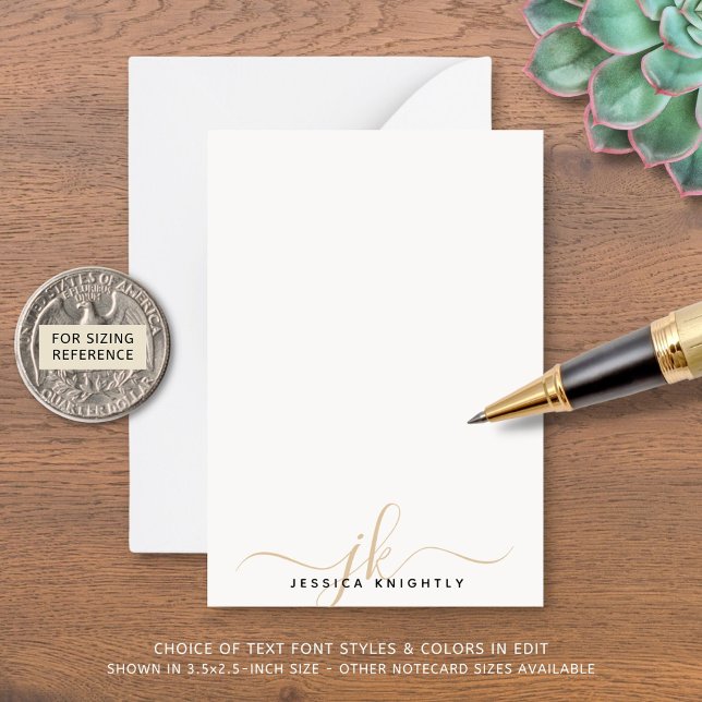 Elegant Gold Script Monogram Initials Minimalist Card (Creator Uploaded)