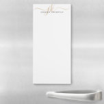 Elegant Gold Script Monogram Initials Minimalist Magnetic Notepad<br><div class="desc">Personalized, minimalist modern magnetic back notepad with simple elegant calligraphy script initials or monogram and name in gold and black. CHANGES: The text font style, colour, size and placement can be changed by clicking EDIT in the PERSONALIZE section for a custom look. ASSISTANCE: For help with design modification or personalization,...</div>