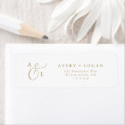 Elegant Gold Script Monogram Return Address Label