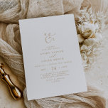 Elegant Gold Script Monogram Wedding Invitation<br><div class="desc">This elegant gold script monogram wedding invitation is perfect for a simple wedding. The minimalist gold and white design features fancy romantic typography with modern glam style. Customizable in any colour. Keep the design minimal and classy, as is, or personalize it by adding your own graphics and artwork. Personalize the...</div>