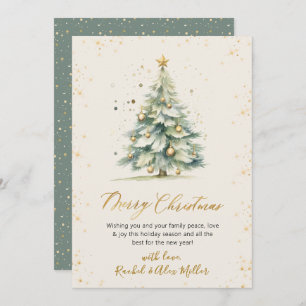 Elegant Gold Script Non Photo Christmas Tree Cards