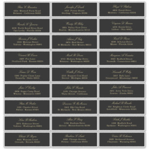 Elegant Gold Script On Black Guest List Address