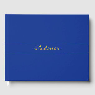 Elegant Gold Script on Navy Blue Background Guest Book