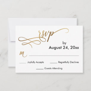 Elegant Gold Script on Simple RSVP Card