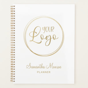 Elegant Gold Script Personalized Business Logo Planner