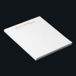 Elegant Gold Script Personalized Notepad<br><div class="desc">Elegant gold script personalized notepad.</div>