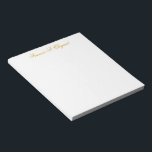 Elegant Gold Script Personalized Notepad<br><div class="desc">Elegant gold script personalized notepad.</div>