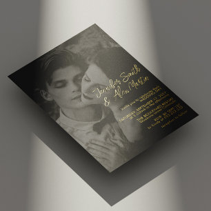 Elegant Gold Script Portrait Photo Wedding