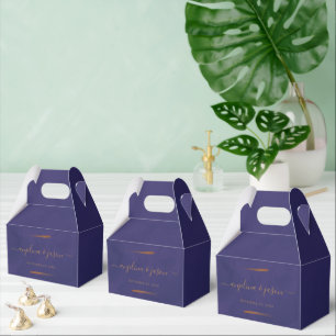 Elegant Gold Script Purple Wedding Favor Box