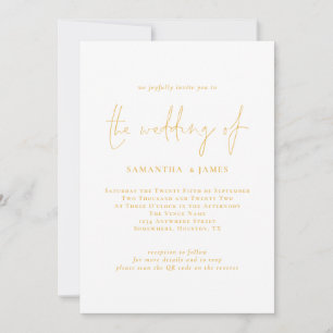 Elegant Gold Script QR Code Wedding Invitation
