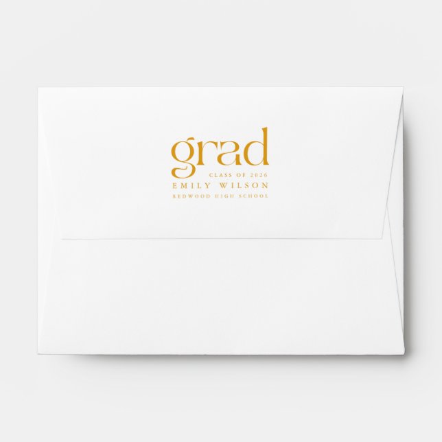 Elegant Gold Script Return Address Graduation Envelope (Back (Top Flap))