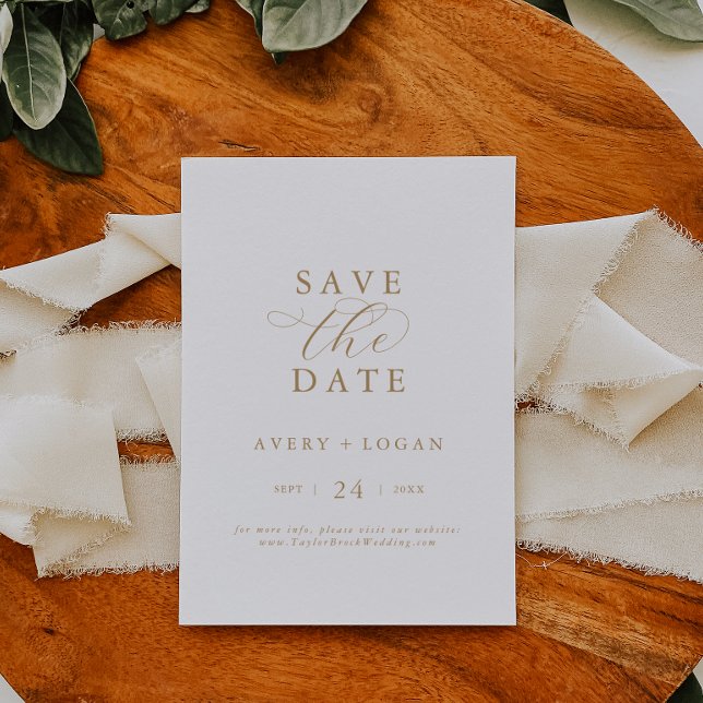Elegant Gold Script Save the Date Card (Creator Uploaded)