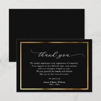 Elegant Gold Script Sympathy Thank You Card