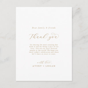 Elegant Gold Script Thank You Reception Card