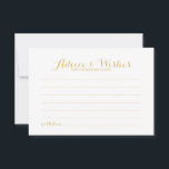 Elegant Gold Script Wedding Advice and Wishes Card<br><div class="desc">Add a personal touch to your wedding with an elegant wedding advice and wishes card. This advice card features title in gold modern elegant calligraphy font style and details in gold sans serif font style on white background. Perfect for wedding, baby shower, birthday party, bridal shower, bachelorette party and any...</div>