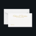 Elegant Gold Script Wedding Advice and Wishes Card<br><div class="desc">Add a personal touch to your wedding with an elegant wedding advice and wishes card. This advice card features title in gold modern elegant calligraphy font style and details in gold modern sans serif font style on white background. Perfect for wedding, baby shower, birthday party, bridal shower, bachelorette party and...</div>