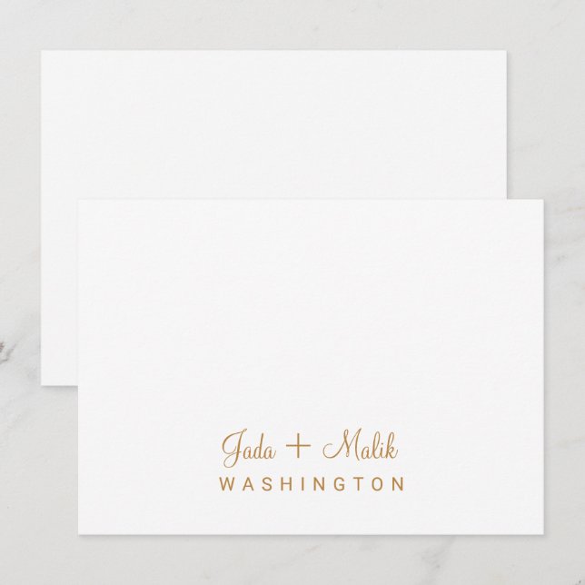 Elegant Gold Script Wedding Couple Monogram  Card (Front/Back)