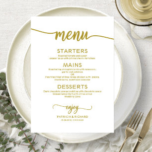 Elegant Gold Script Wedding Menu Card