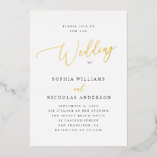 Elegant Gold Script Wedding Minimalist Classic