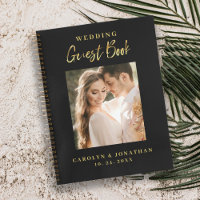 Elegant Gold Script Wedding Photo Guestbook 