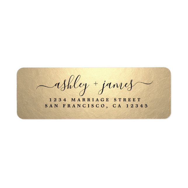 Elegant Gold Script Wedding Return Address (Devant)
