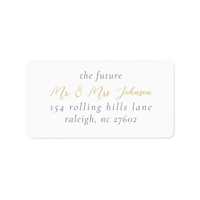 Elegant Gold Script Wedding Return Address Label (Front)