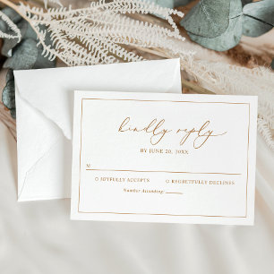 Elegant Gold Script Wedding RSVP Card