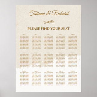 Elegant Gold Script Wedding Seating Chart