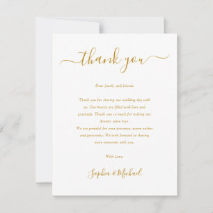 Elegant Gold Script Wedding Thank You Card