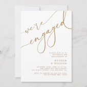 Elegant Gold Script We're Engaged Engagement Party Invitation (Front)