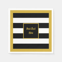 Elegant Gold Script with Black and White Stripes