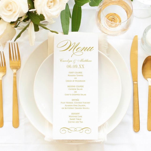 Elegant Gold Scroll Wedding Monogram Menu (Creator Uploaded)