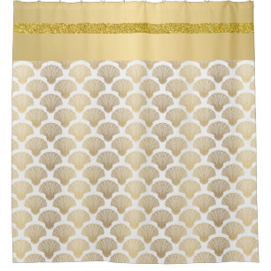 Elegant Gold Sea Shell Shower Curtain